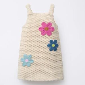 Zara Floral Crochet Knit Dress Size 5